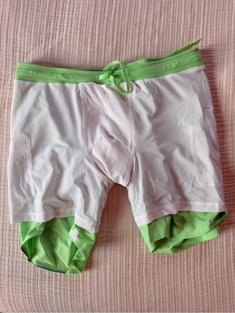lululemon athletica Men’s Neon Green Athletic Shorts with Drawstring